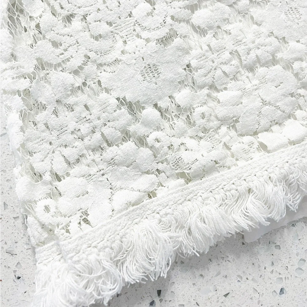 Bailey 44 Top Tusk Boho Ivory Lace & Fringe Cold Shoulder Women’s Small - Picture 6 of 11